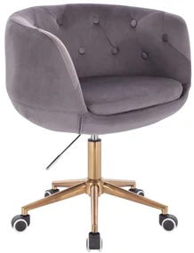 LuxuryForm DESIGN Kreslo MONTANA VELUR na zlaté podstave s kolieskami - šedé