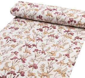 Biante Detské bavlnené posteľné obliečky do postieľky Sandra SA-636 Vínovo-béžové kosatce na bielom Do postieľky 100x135 a 40x60 cm