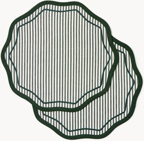 Okrúhle pruhované vianočné prestierania's vrúbkovanými okrajmi Amela, 2 ks