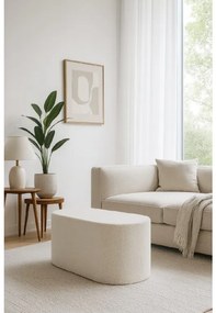 Noela Oválny puf s poťahom z buklé ADAL biely