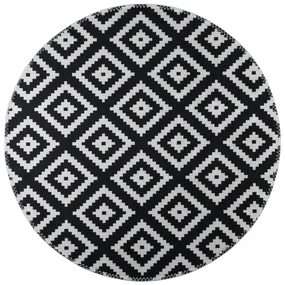 Čierno-biely umývateľný okrúhly koberec ø 80 cm – Vitaus | BIANO