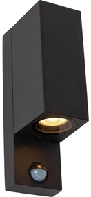 Lucide 69802/02/30 -Vonkajšie svietidlo so senzorom ZARO 2xGU10/7W/230V IP65 čierna