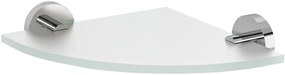 Sapho Sapho, X-ROUND sklenená polica rohová, štvrťkruhová 200x200mm, chróm/mliečne sklo, XR009-01