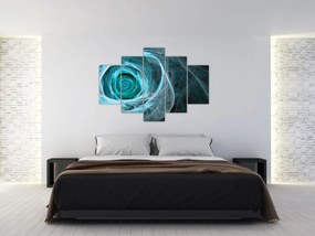 Obraz - Abstraktné ruže modrá s čiernym pozadím (150x105 cm)
