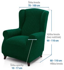 Super strečové poťahy HARMONIA zelená kreslo ušiák (š. 70 - 100 cm)