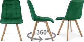 Jedálenská stolička CIEZA 360 zamatová, zelená / hnedé nohy
