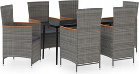 vidaXL 7-dielna sada záhradného nábytku s vankúšmi, šedá