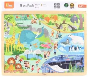 Viga drevené puzzle 48 dielikov - ZOO