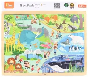 Viga drevené puzzle 48 dielikov - ZOO