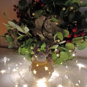 DECOLED Keramický sob, 7,3 x 6,5 x 9,3 cm, teple bílá, 2xLR44