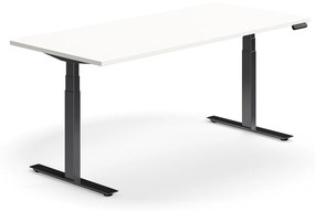 Výškovo nastaviteľný stôl QBUS, rovný, 1800x800 mm, čierny rám, biela