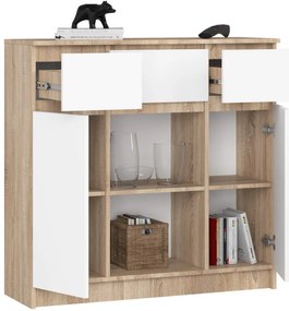 Komoda K100 2D 3SZ 2P dub sonoma / biela