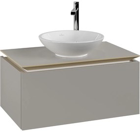 VILLEROY &amp; BOCH Legato závesná skrinka pod umývadlo na dosku (umývadlo v strede), 1 zásuvka, 800 x 500 x 380 mm, Soft Grey, B56900VK