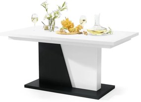 NOBLE NOIR Biely Mat/Čierny mat - ROZKLADANÝ STÔL DO 218 cm, pre 8, 10 osôb.