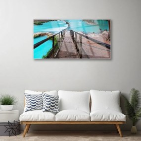 Skleneny obraz Schody jazero architektúra 120x60 cm