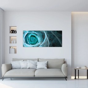 Obraz - Abstraktné ruže modrá s čiernym pozadím (120x50 cm)