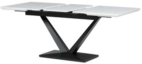 Stůl jídelní rozkládací, 140+40x85x78 cm, MDF, kov, bílá, černá