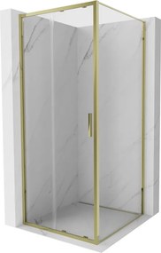 Mexen Exo, posuvný sprchový kút 90 x 90 cm, číre sklo, zlatá, 8151-090-090-50-00