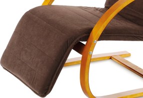relax kreslo s výklopnou podnožou, čerešňa drevo, látka hnedá