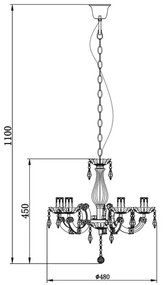 Zuma Line RLD94016-5A - Luster na reťazi MAGNOLIA 5xE14/40W/230V