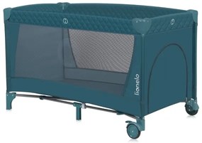 Lionelo - Cestovná postieľka FLOWER zeleno-tyrkysová