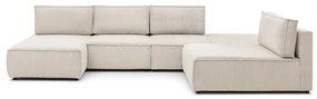 Krémovobiela menčestrová rohová pohovka (variabilná) Nihad modular – Bobochic Paris