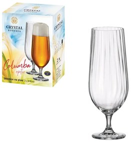 Crystal Bohemia BOHEMIA COLUMBA OPTIC PIVNÝ POHÁR 470ML SADA 2KS