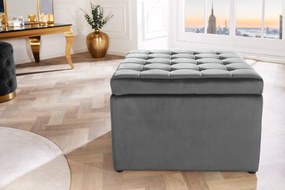 Taburetka moderná baroková 60cm zamatovo šedá
