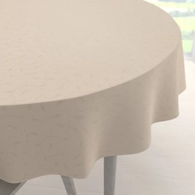 Biante Teflónový okrúhly obrus TF-025 Popínavé lístky - béžový Ø 100 cm