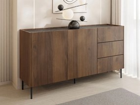 Komoda Antovei K160 3SZ, Farby: warmia orech / warmia orech + čierny mramor
