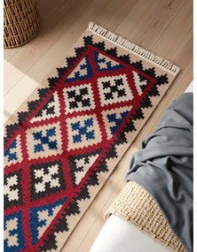 Červený obojstranný ručne tkaný vlnený behúň 60x190 cm Kamal Rami – Nouristan