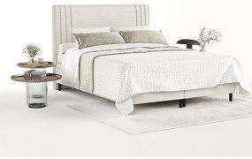 Béžová čalúnená dvojlôžková posteľ s úložným priestorom 180x200 cm Musca – Maison de Rêve