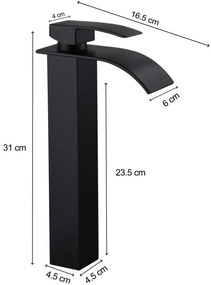 Umývadlová batéria WATERFALL - čierna - vysoká