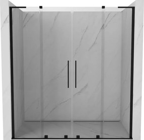 Mexen Velar L Duo, posuvné sprchové dvere do otvoru 200 cm, 8mm číre sklo, čierna matná, 871-200-003-02-70