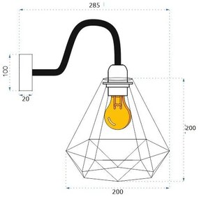 Toolight Toolight, nástenná lampa Loft 1xE27 392229, zlatá, OSW-09681