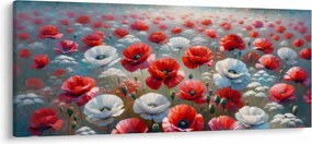Obraz - Pole vlčích makov (120x50 cm)