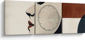 Obraz - Žena z profilu (s hodinami) (90x30 cm)