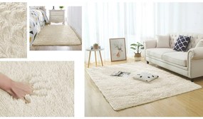 TZ Béžový obdĺžnikový shaggy koberec Lana Rozmer: 200x200