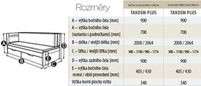 BMB TANDEM PLUS s roštom 90 x 200 cm - rozkladacia posteľ z dubového masívu s ľavou podrúčkou, dub masív