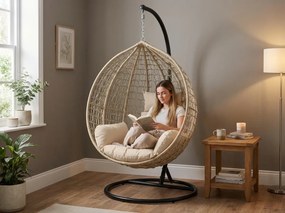 Závesné kreslo KOKON so stojanom, béžové