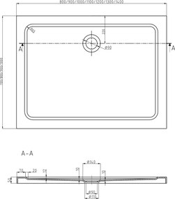Mexen Flat obdĺžniková sprchová vanička slim 90 x 80 cm, biela, sifón chróm - 40108090