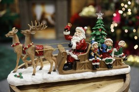 Klasik vianočný Mikuláš na saniach hrací LED 45cm