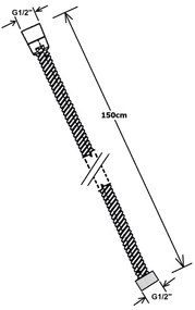 Sapho Sapho, POWERFLEX Flexibilná nerezová hadica s dvojitým zámkem, 150 cm, čierna matná, FLEX156