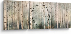 Obraz - Kresba lesného vzoru (s hodinami) (90x30 cm)
