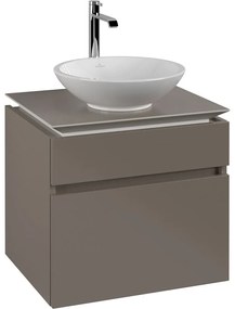 VILLEROY &amp; BOCH Legato závesná skrinka pod umývadlo na dosku (umývadlo v strede), 2 zásuvky, 600 x 500 x 550 mm, Truffle Grey, B56800VG