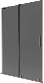 Mexen Velar L, 2-krídlová posuvná vaňová zástena 120 x 150 cm, 8mm šedé sklo, grafitová, 896-120-003-41-95