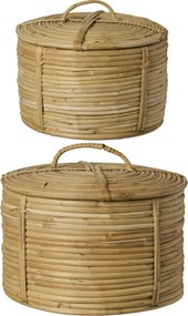 Ib Laursen Úložný košík s vekom z ratanu Väčší