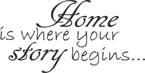 Nálepka na stenu nápis HOME IS WHERE YOUR STORY BEGINS 50 x 100 cm