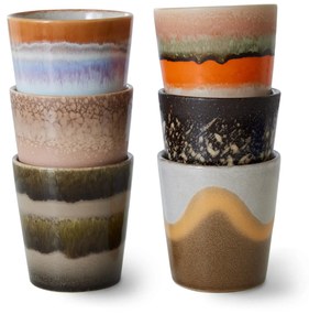 HK living Kameninový hrnček 70's Elements 180 ml – set 6 ks