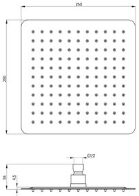 Deante Cascada, nerezová sprchová hlavica 250x250 mm, zlatá matná, DEA-NAC_R02K